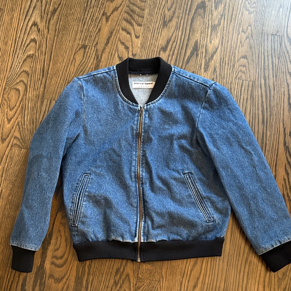American Apparel  Blue Jean Jacket with Black Trim